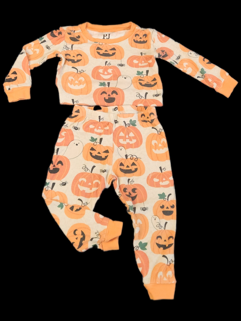 #KCB90 Place Kids PJ Top with Orange Trim and Cream Base
